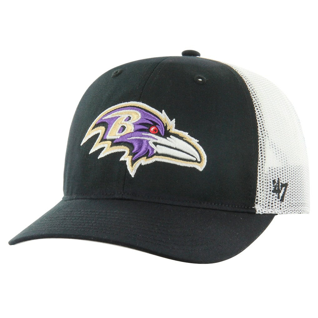 Baltimore Ravens '47 Team Unstructured Trucker Adjustable Hat - Black/White - 47 brand