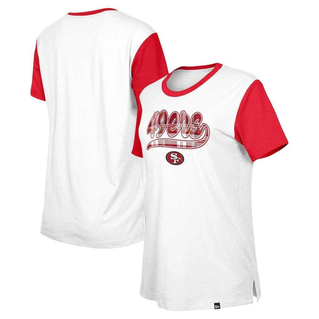 San Francisco 49ers New Era Women's 3rd Down T-Shirt - White/Scarlet - NFL