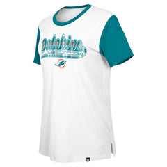 Miami Dolphins New Era Women's 3rd Down T-Shirt - White/Aqua - NFL