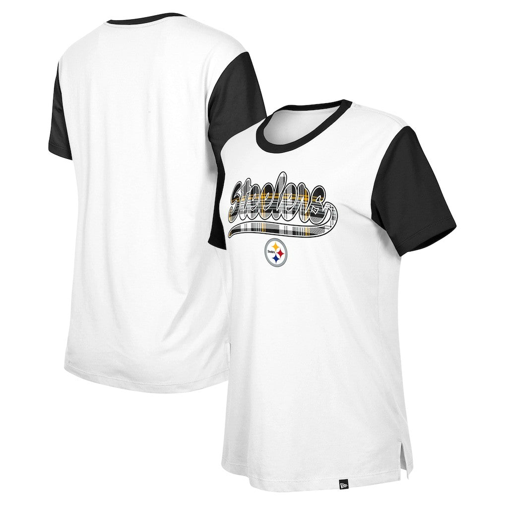 Pittsburgh Steelers New Era Women's 3rd Down T-Shirt - White/Black - NFL