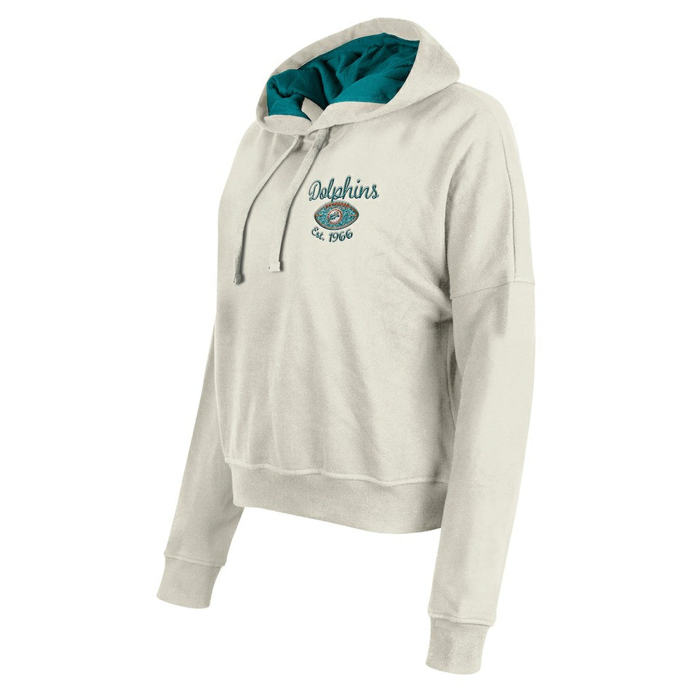 Miami Dolphins New Era Women's 3rd Down Historic Pullover Hoodie - Cream - NFL