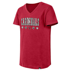 Arizona Cardinals New Era Girls Youth Flip Sequin V-Neck T-Shirt - Cardinal - NFL