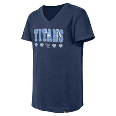 Tennessee Titans New Era Girls Youth Flip Sequin V-Neck T-Shirt - Navy - NFL