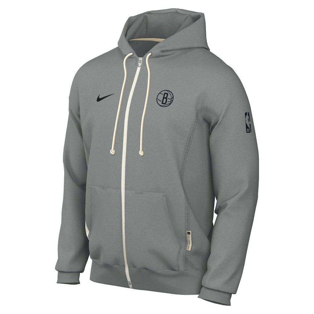 Nike Brooklyn Nets Authentic Standard Issue Full-Zip Hoodie Jacket Gray