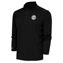 Detroit Pistons Antigua Metallic Logo Tribute Quarter-Zip Pullover Black