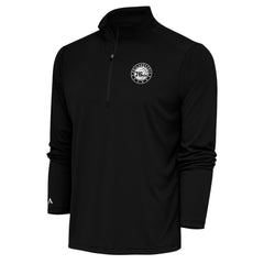 Philadelphia 76ers Antigua Metallic Logo Tribute Quarter-Zip Pullover Black