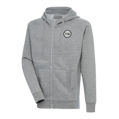 Detroit Pistons Antigua Metallic Logo Victory Raglan Full-Zip Hoodie Heather Gray