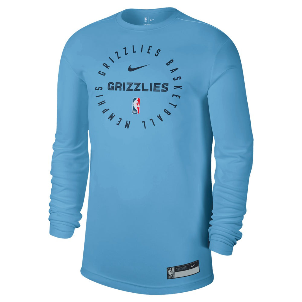 Nike Memphis Grizzlies 2024/25 Legend On-Court Practice Long Sleeve T-Shirt Light Blue