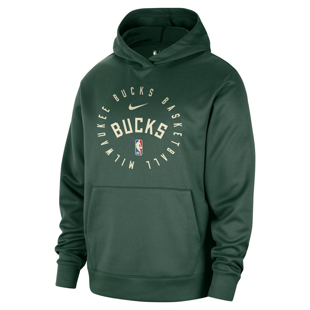 Nike Milwaukee Bucks 2024/25 Spotlight On-Court Practice Performance Pullover Hoodie Hunter Green