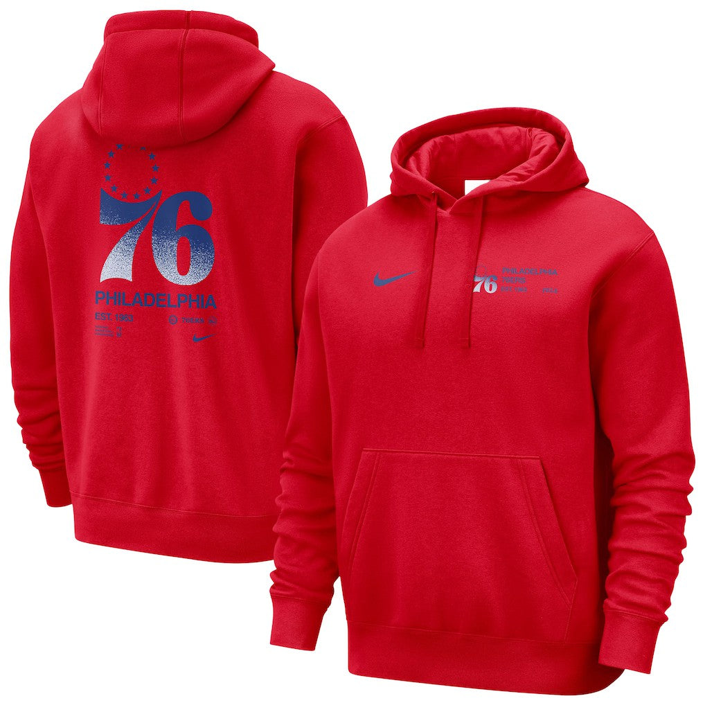 Nike Philadelphia 76ers Courtside Club Pullover Hoodie Red