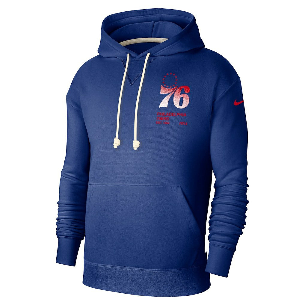 Nike Philadelphia 76ers Courtside Standard Issue Premium Performance Pullover Hoodie Royal