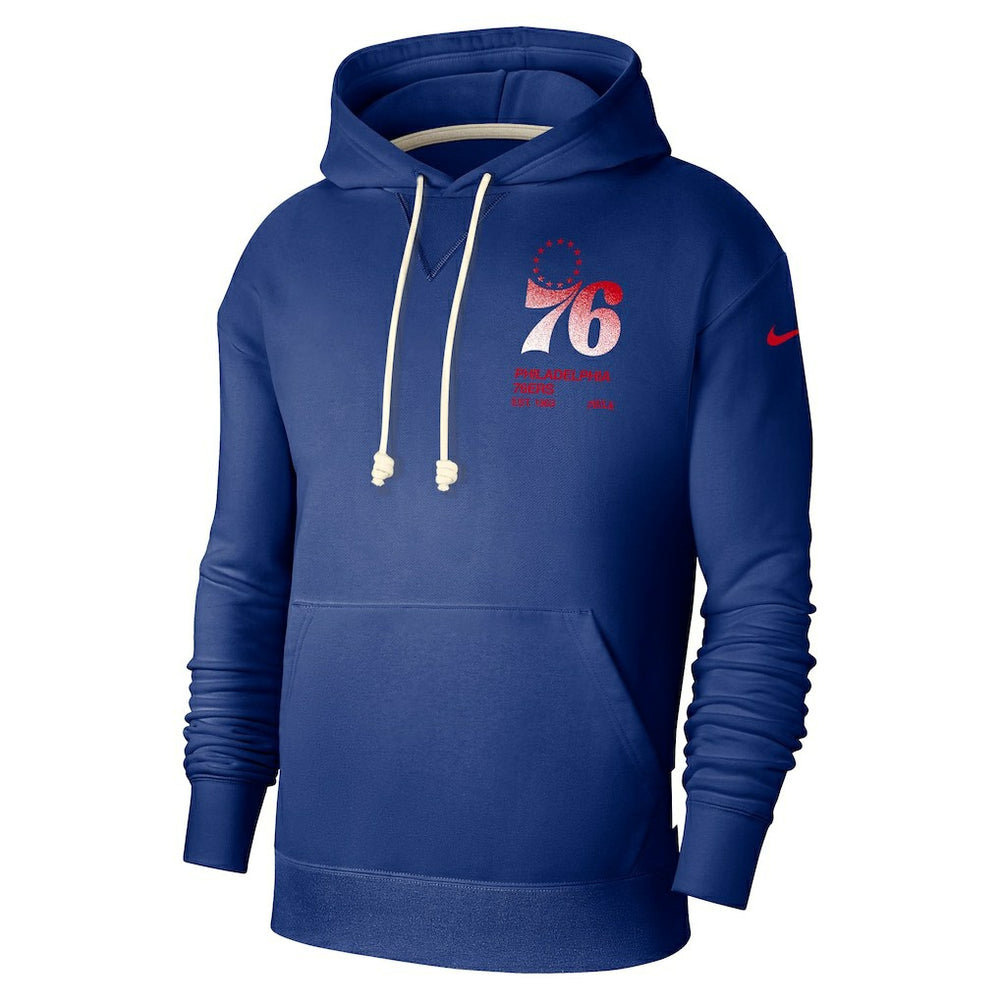 Nike Philadelphia 76ers Courtside Standard Issue Premium Performance Pullover Hoodie Royal