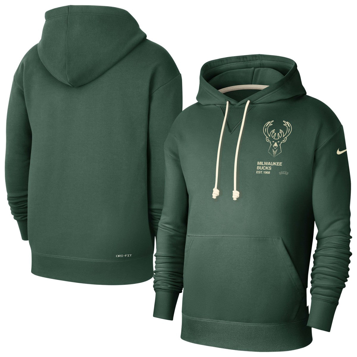 Nike Milwaukee Bucks Courtside Standard Issue Premium Performance Pullover Hoodie Hunter Green