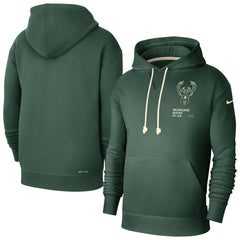 Nike Milwaukee Bucks Courtside Standard Issue Premium Performance Pullover Hoodie Hunter Green