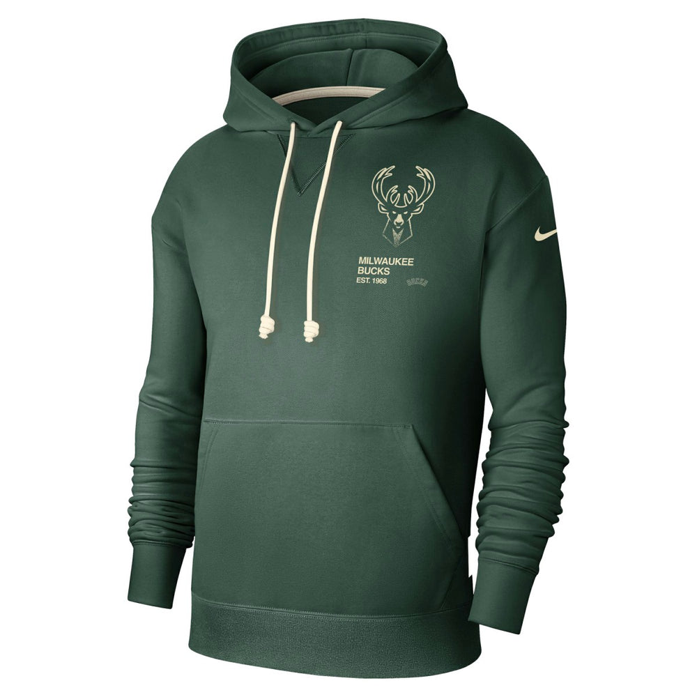 Nike Milwaukee Bucks Courtside Standard Issue Premium Performance Pullover Hoodie Hunter Green