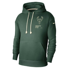 Nike Milwaukee Bucks Courtside Standard Issue Premium Performance Pullover Hoodie Hunter Green