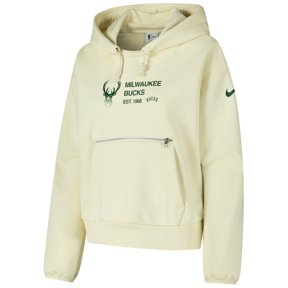 Nike Milwaukee Bucks Women's Courtside Standard Issue Performance Pullover Hoodie Cream