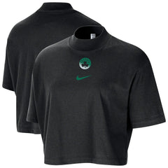 Nike Boston Celtics Women's Courtside Mock Neck Loose Fit Cropped T-Shirt Black