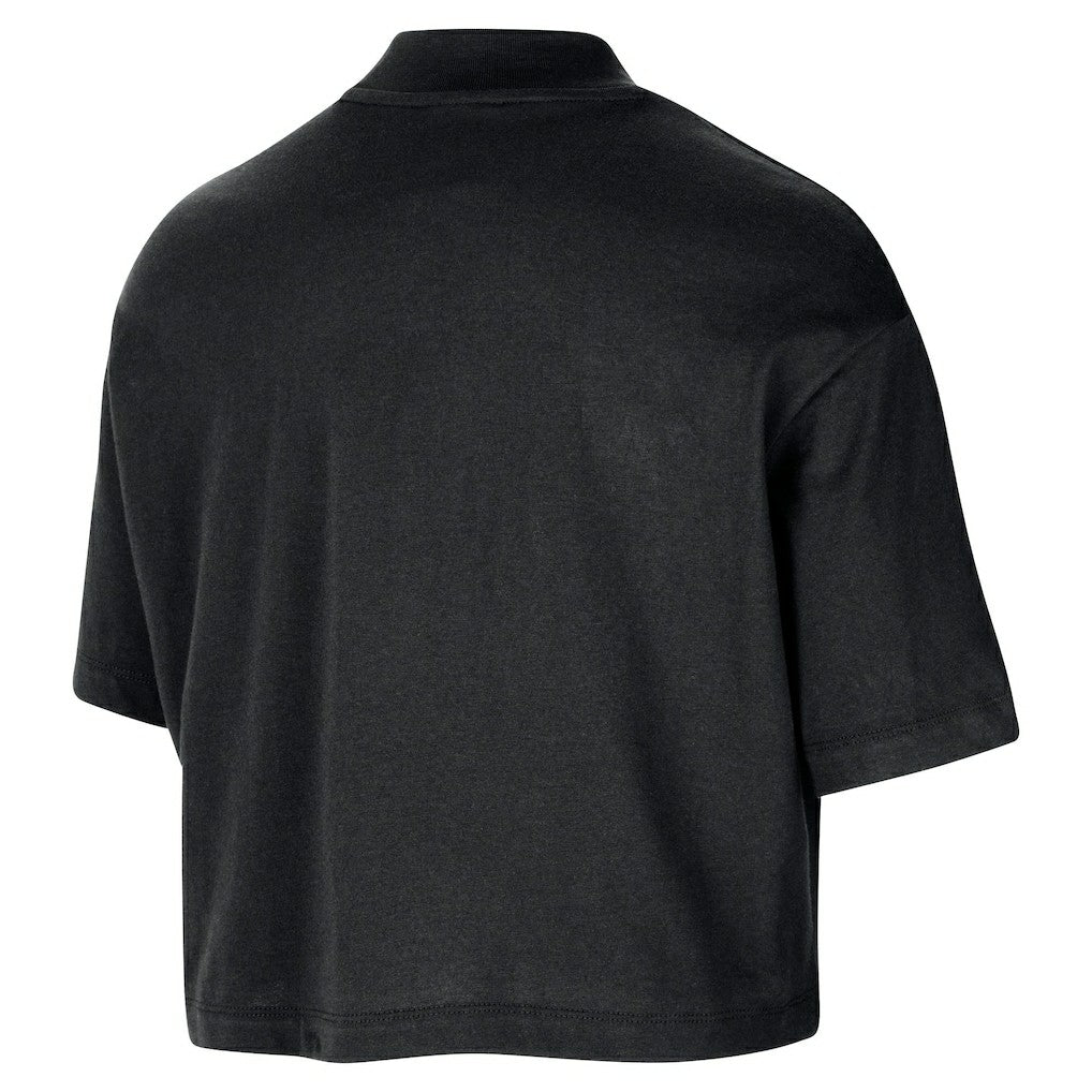 Nike Boston Celtics Women's Courtside Mock Neck Loose Fit Cropped T-Shirt Black