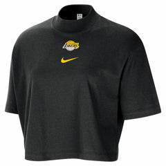 Nike Los Angeles Lakers Women's Courtside Mock Neck Loose Fit Cropped T-Shirt Black