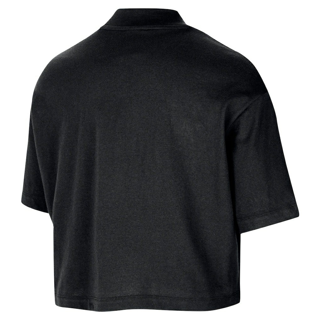 Nike Chicago Bulls Women's Courtside Mock Neck Loose Fit Cropped T-Shirt Black