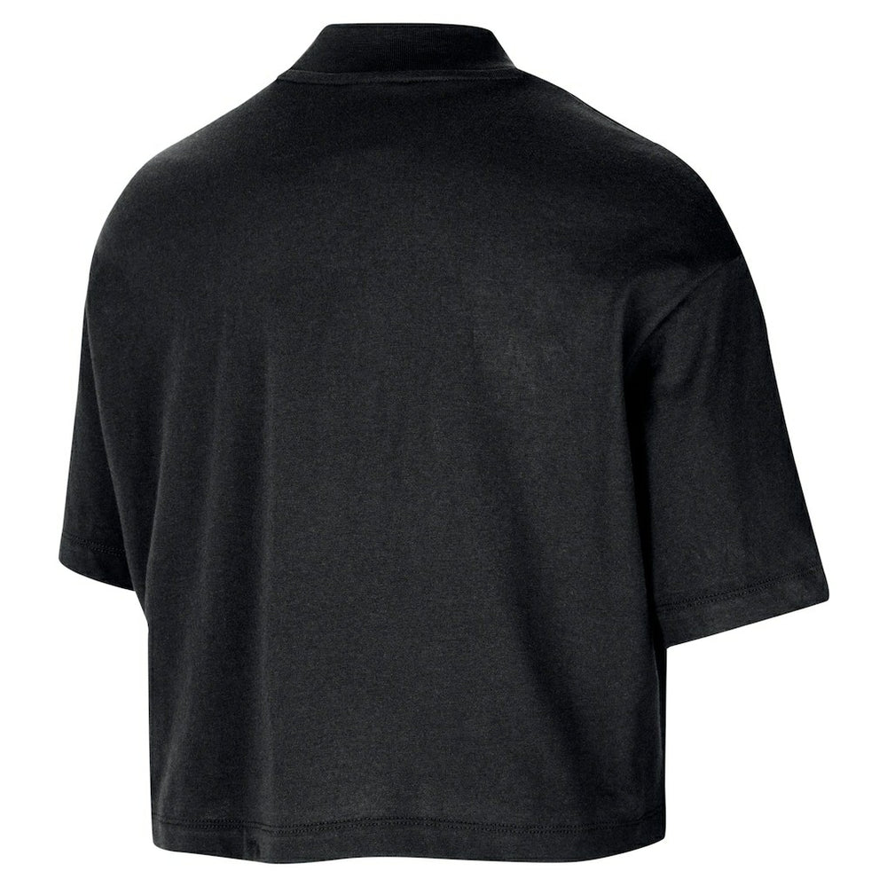 Nike Chicago Bulls Women's Courtside Mock Neck Loose Fit Cropped T-Shirt Black