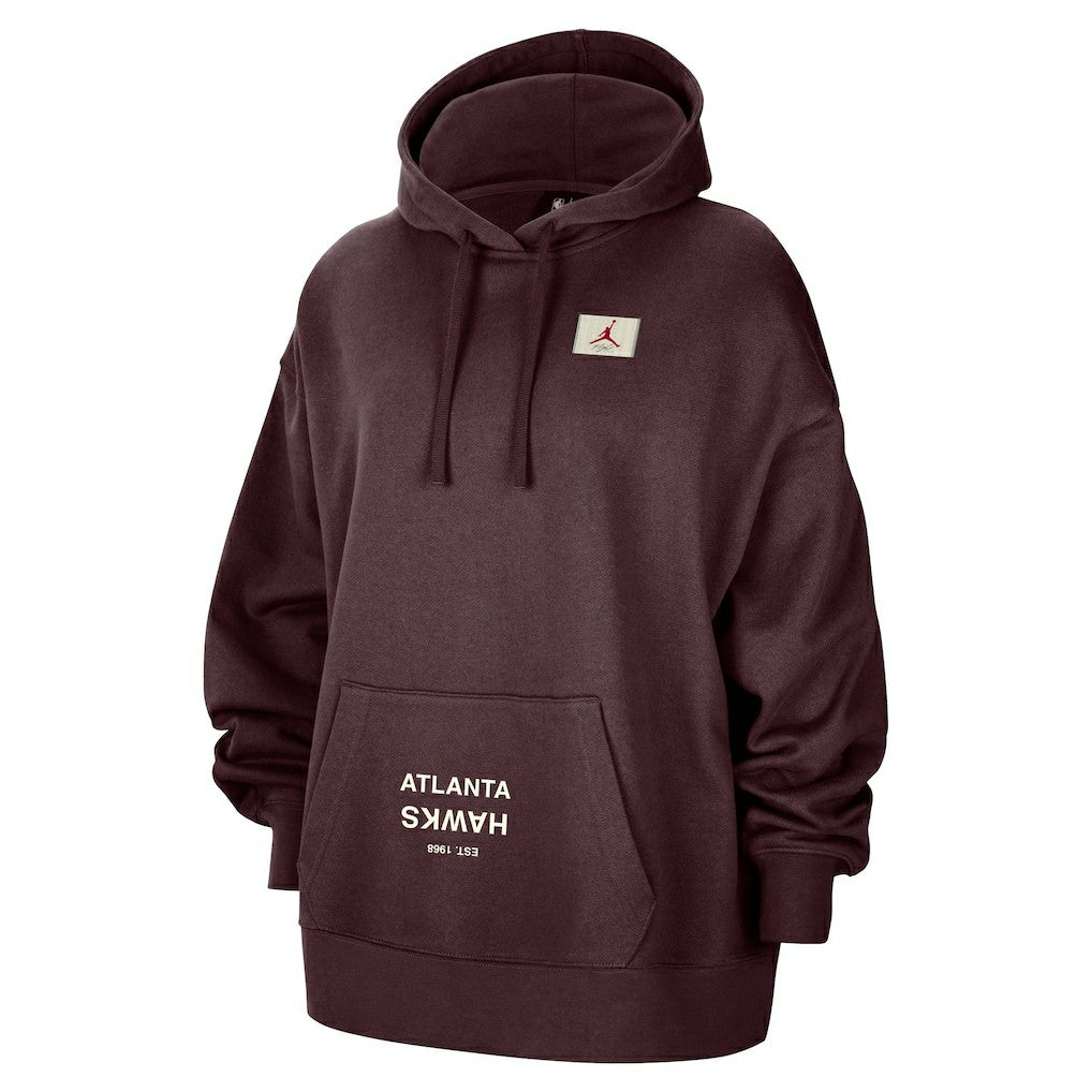 Atlanta Hawks Jordan Brand Women's Courtside Statement Edition Oversize Pullover Hoodie Burgundy