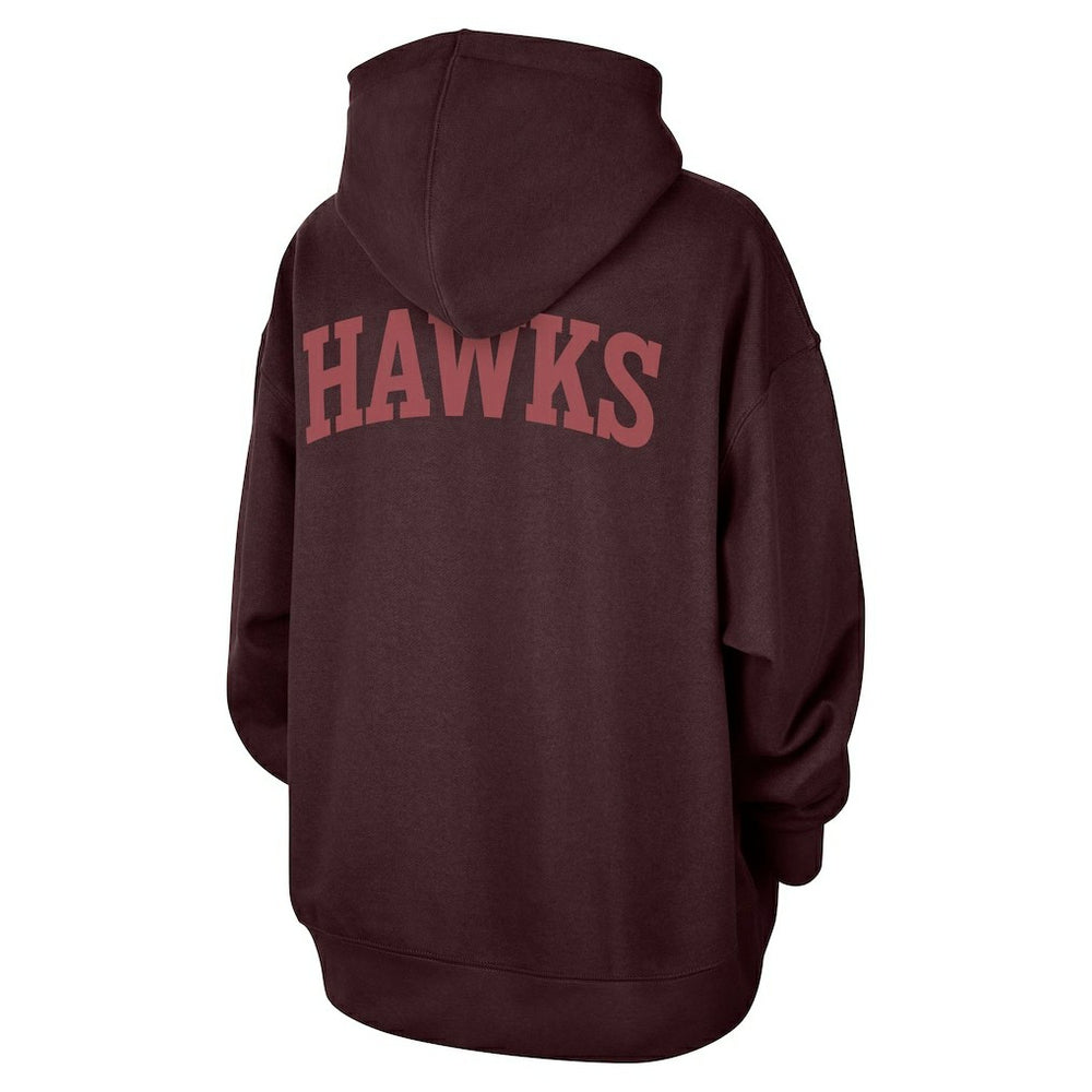 Atlanta Hawks Jordan Brand Women's Courtside Statement Edition Oversize Pullover Hoodie Burgundy