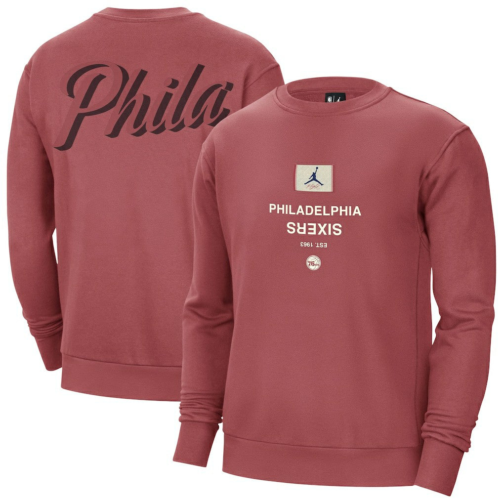 Philadelphia 76ers Jordan Brand Courtside Statement Edition Heavyweight Pullover Sweatshirt Red