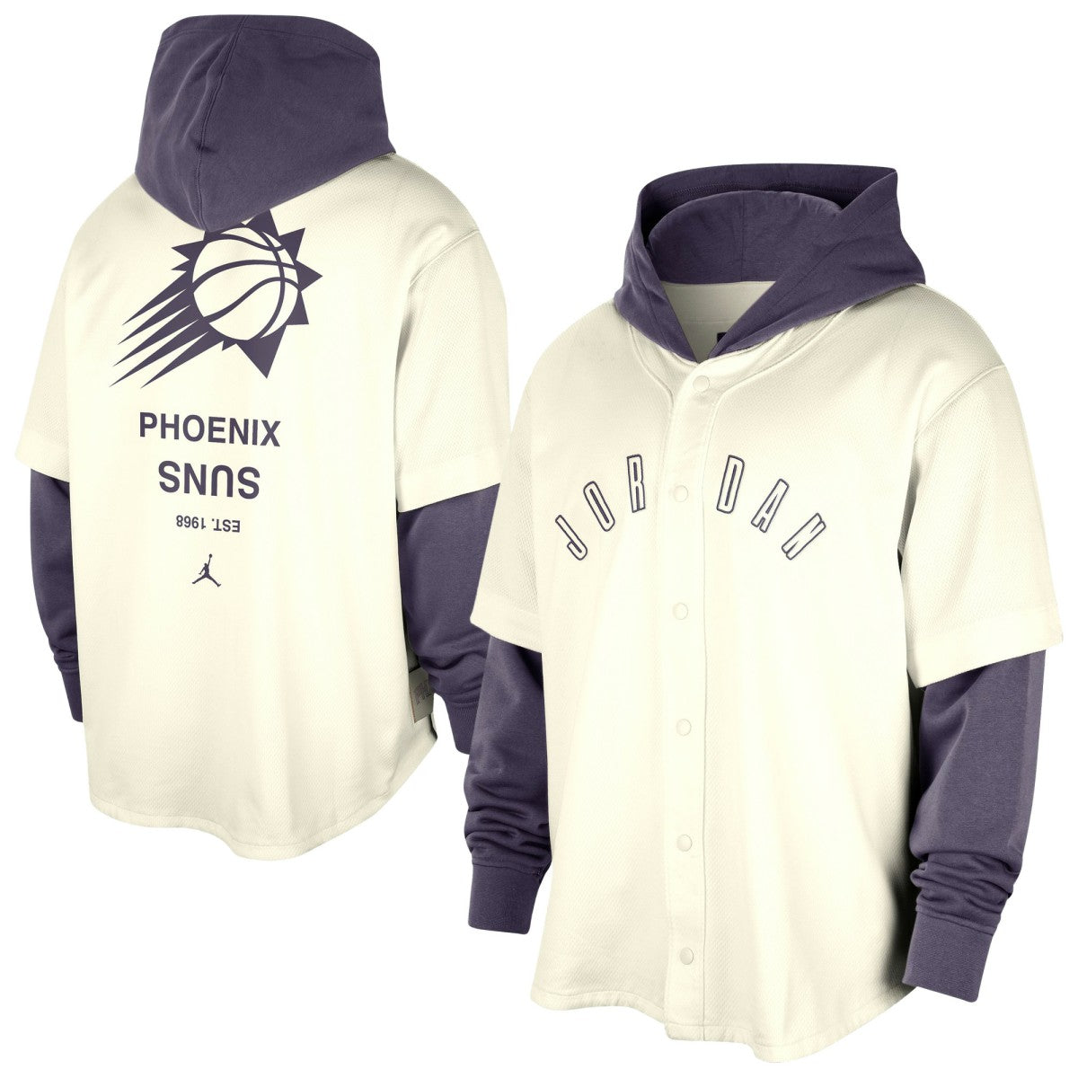Phoenix Suns Jordan Brand Courtside Statement Edition MVP Jersey Pullover Hoodie Cream/Purple