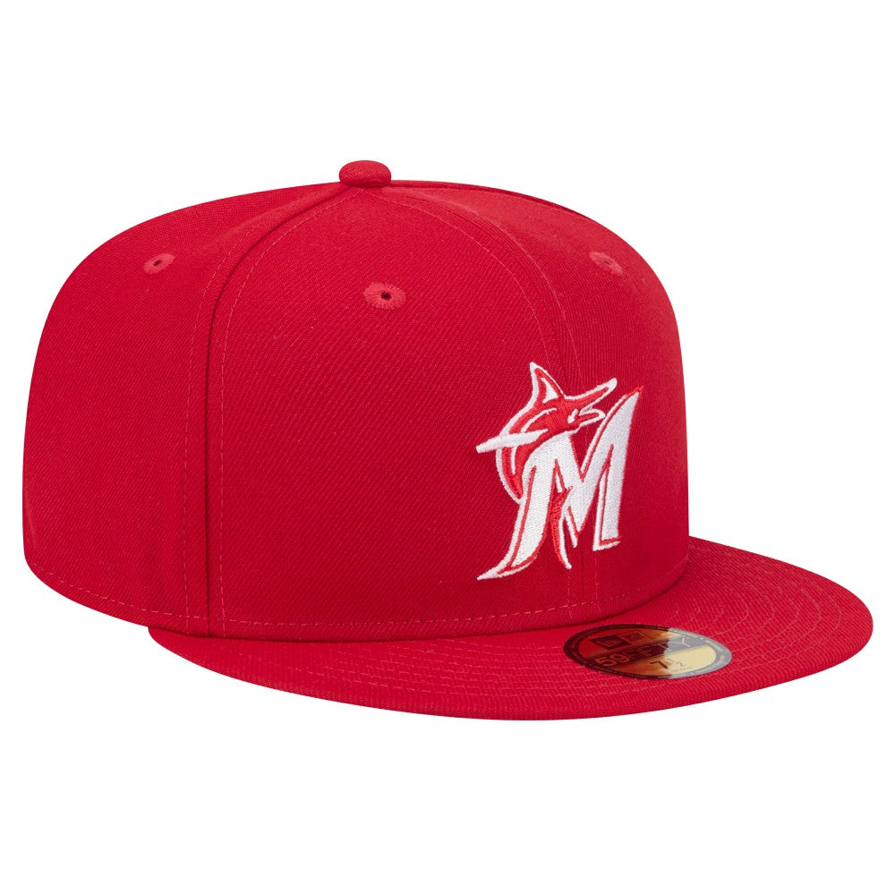 Miami Marlins New Era White Logo 59FIFTY Fitted Hat for sale
