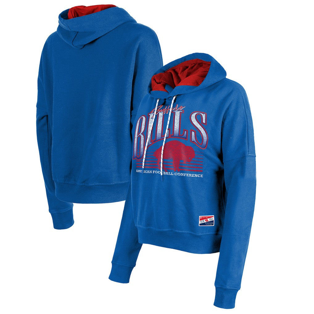 Buffalo Bills New Era Women's Throwback Boxy Pullover Hoodie - Royal - NFL