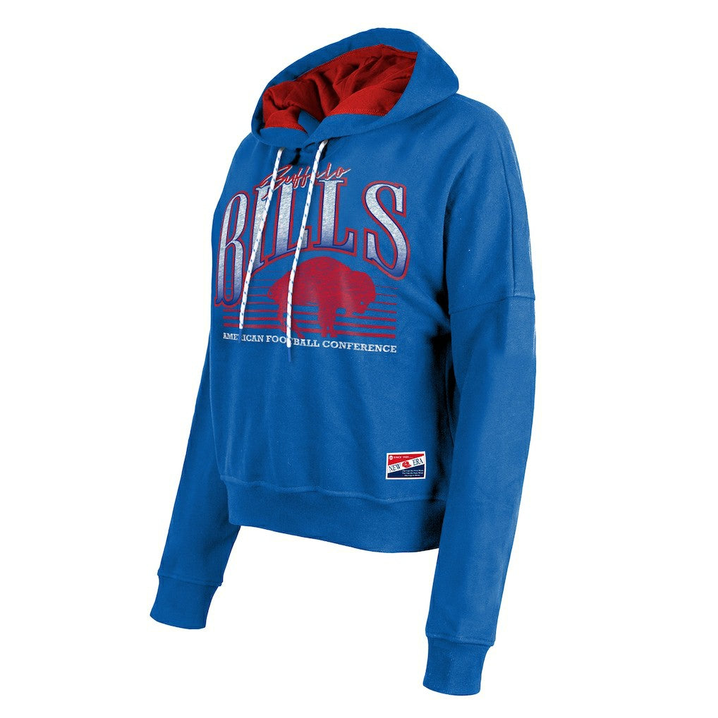 Buffalo Bills New Era Women's Throwback Boxy Pullover Hoodie - Royal - NFL