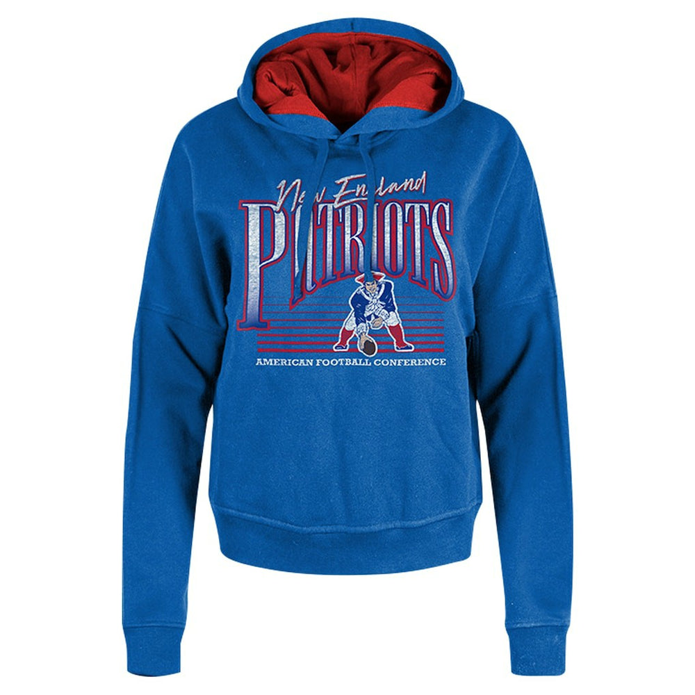 New England Patriots New Era Women's Throwback Boxy Pullover Hoodie - Royal - NFL