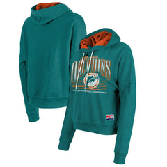 Miami Dolphins New Era Women's Throwback Boxy Pullover Hoodie - Aqua - NFL