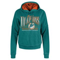 Miami Dolphins New Era Women's Throwback Boxy Pullover Hoodie - Aqua - NFL