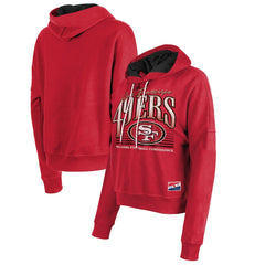 San Francisco 49ers New Era Women's Boxy Pullover Hoodie - Scarlet - NFL