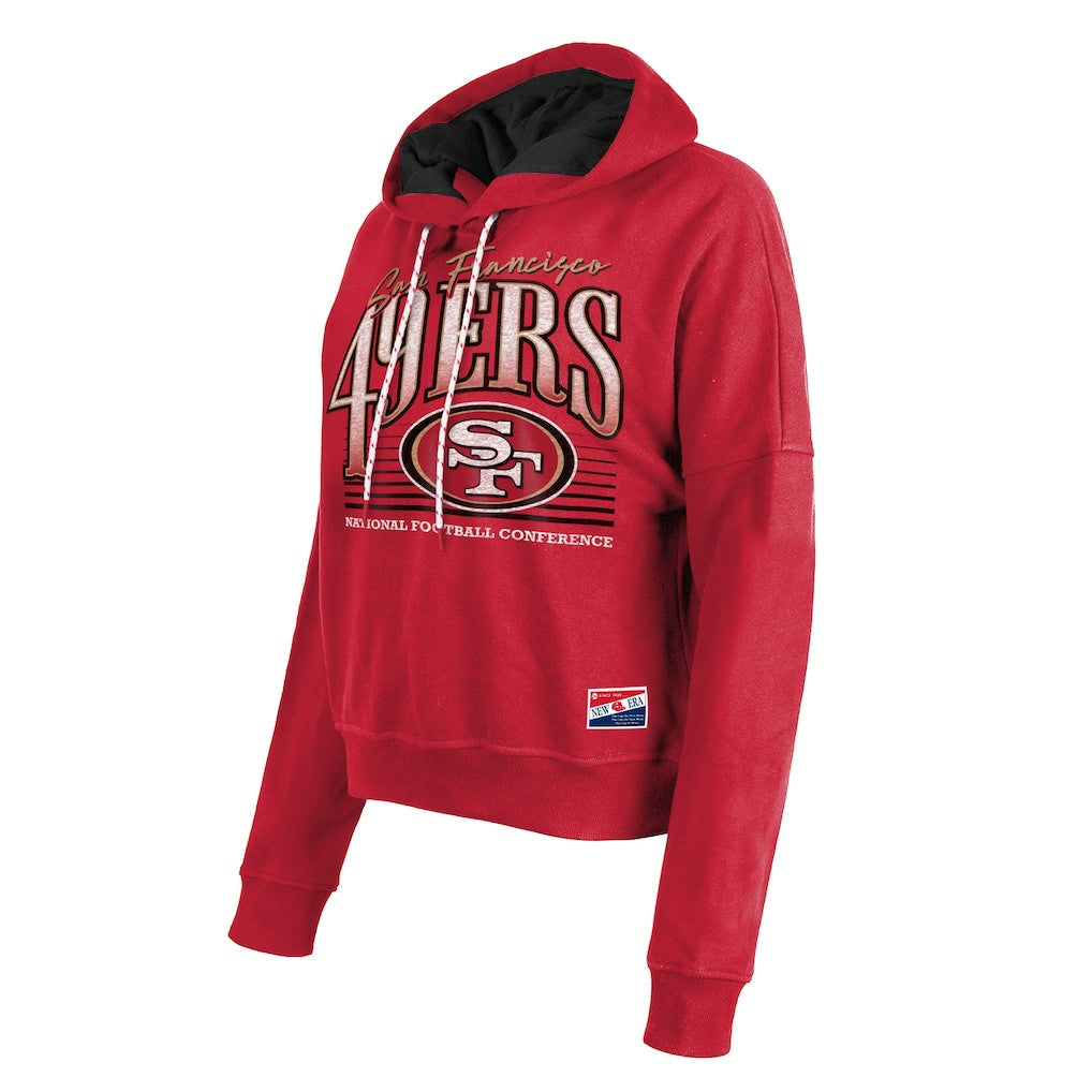 San Francisco 49ers New Era Women's Boxy Pullover Hoodie - Scarlet - NFL