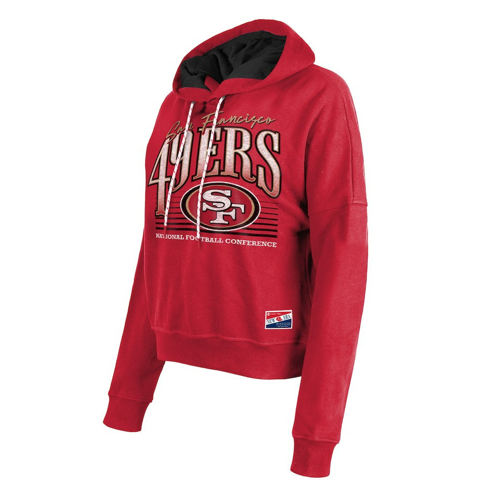 San Francisco 49ers New Era Women's Boxy Pullover Hoodie - Scarlet - NFL