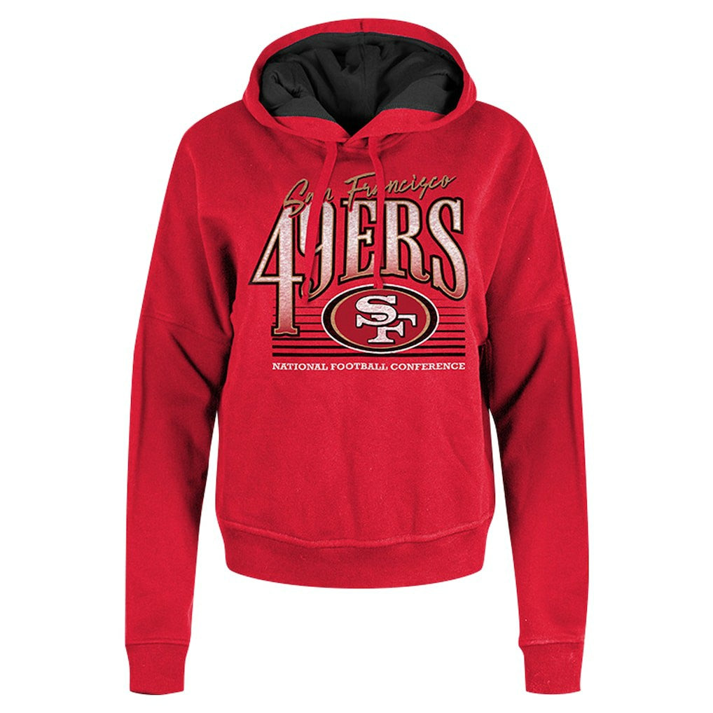 San Francisco 49ers New Era Women's Boxy Pullover Hoodie - Scarlet - NFL