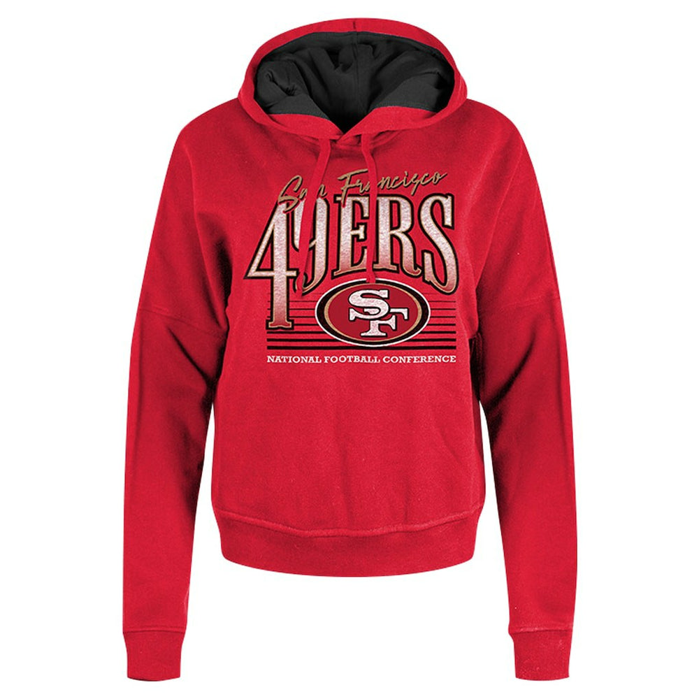 San Francisco 49ers New Era Women's Boxy Pullover Hoodie - Scarlet - NFL