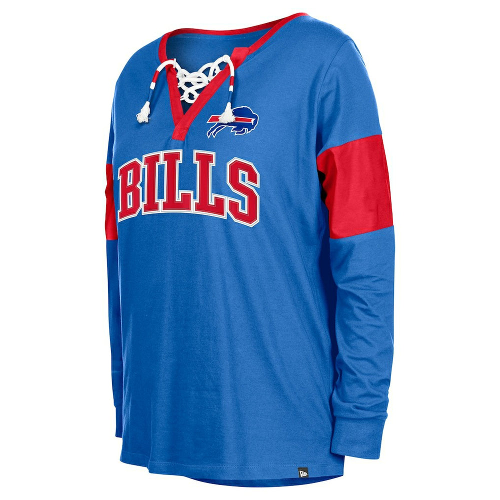 Buffalo Bills New Era Women's Lace-Up Notch-Neck Long Sleeve T-Shirt - Royal - NFL