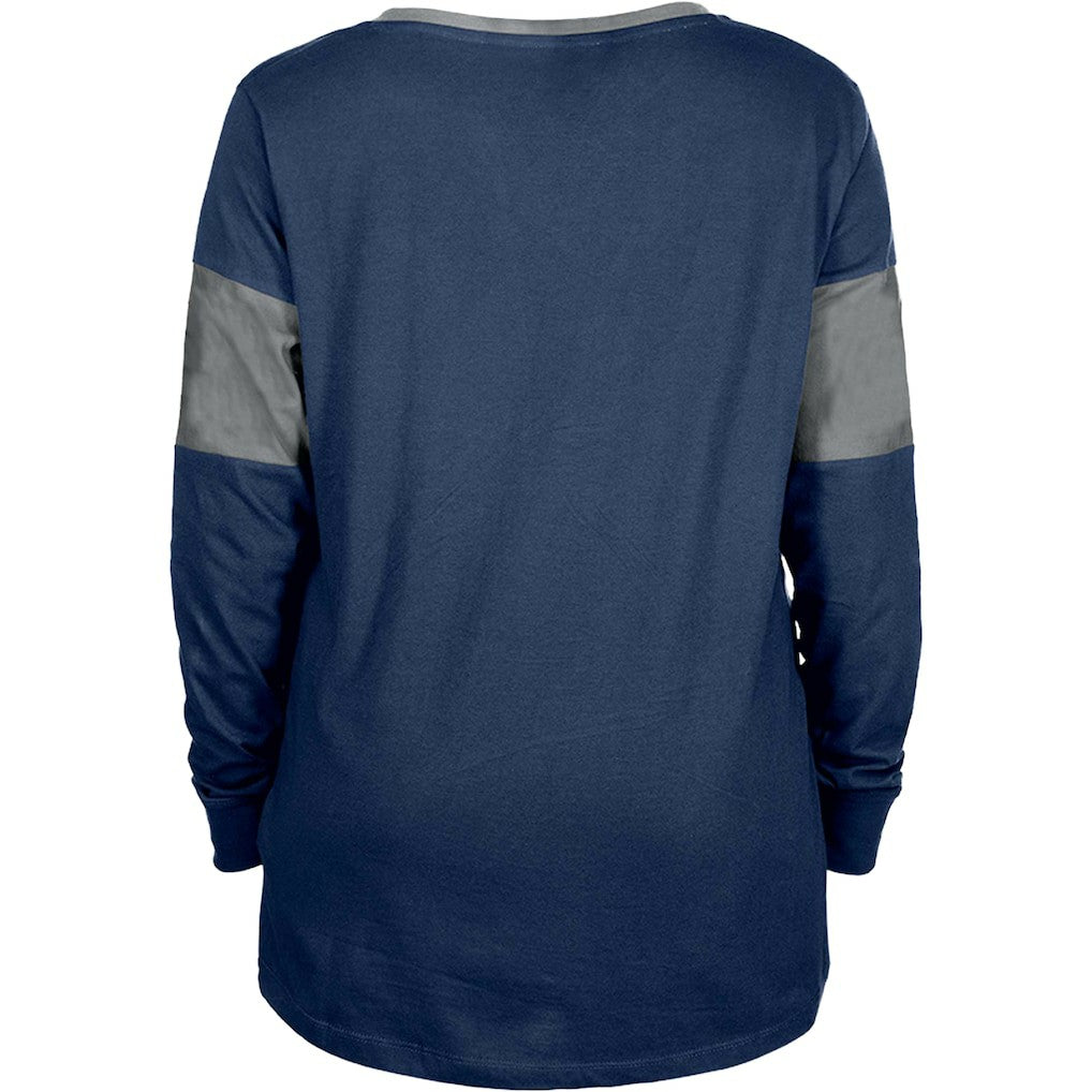 Dallas Cowboys New Era Women's Lace-Up Notch-Neck Long Sleeve T-Shirt - Navy - NFL