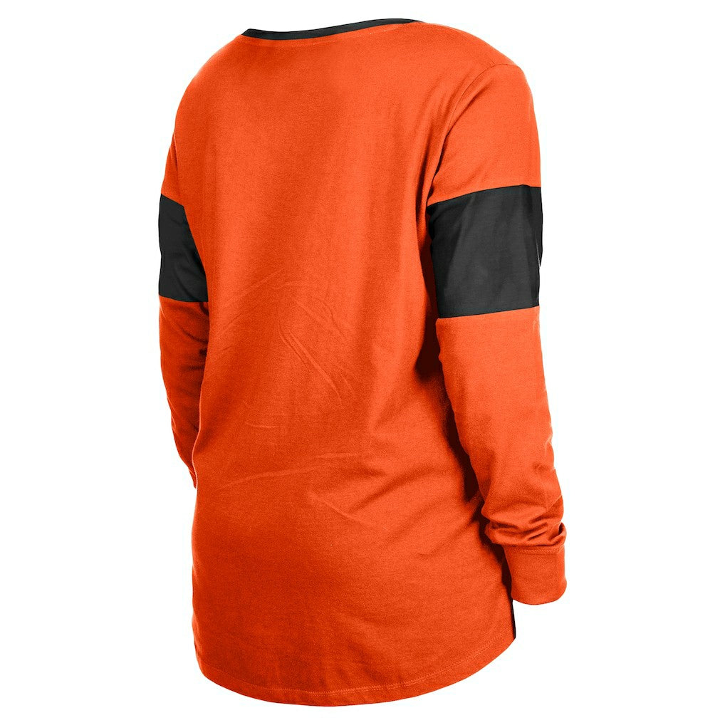 Cincinnati Bengals New Era Women's Lace-Up Notch-Neck Long Sleeve T-Shirt - Orange - NFL