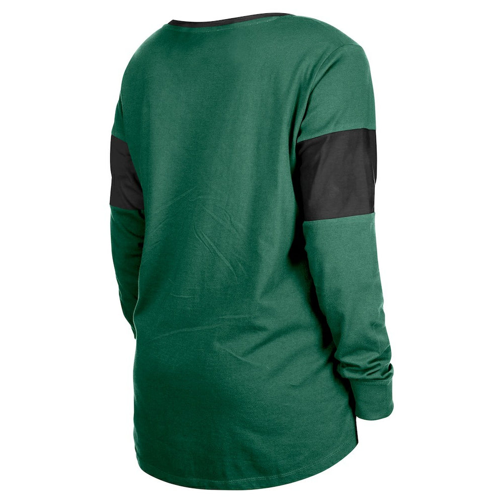 New York Jets New Era Women's Lace-Up Notch-Neck Long Sleeve T-Shirt - Green - NFL