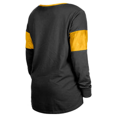 Pittsburgh Steelers New Era Women's Lace-Up Notch-Neck Long Sleeve T-Shirt - Black - NFL