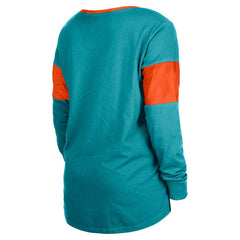 Miami Dolphins New Era Women's Lace-Up Notch-Neck Long Sleeve T-Shirt - Aqua - NFL