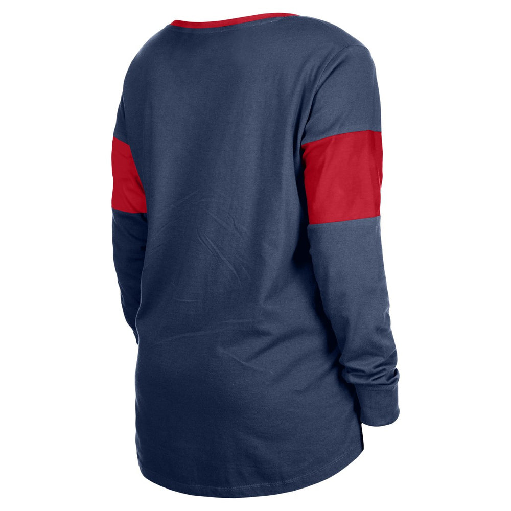 Houston Texans New Era Women's Lace-Up Notch-Neck Long Sleeve T-Shirt - Navy - NFL