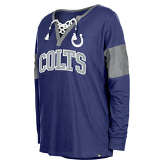 Indianapolis Colts New Era Women's Lace-Up Notch-Neck Long Sleeve T-Shirt - Royal - NFL