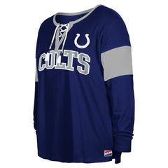 Indianapolis Colts New Era Women's Plus Size Lace-Up Notch Neck Long Sleeve T-Shirt  - Royal - NFL